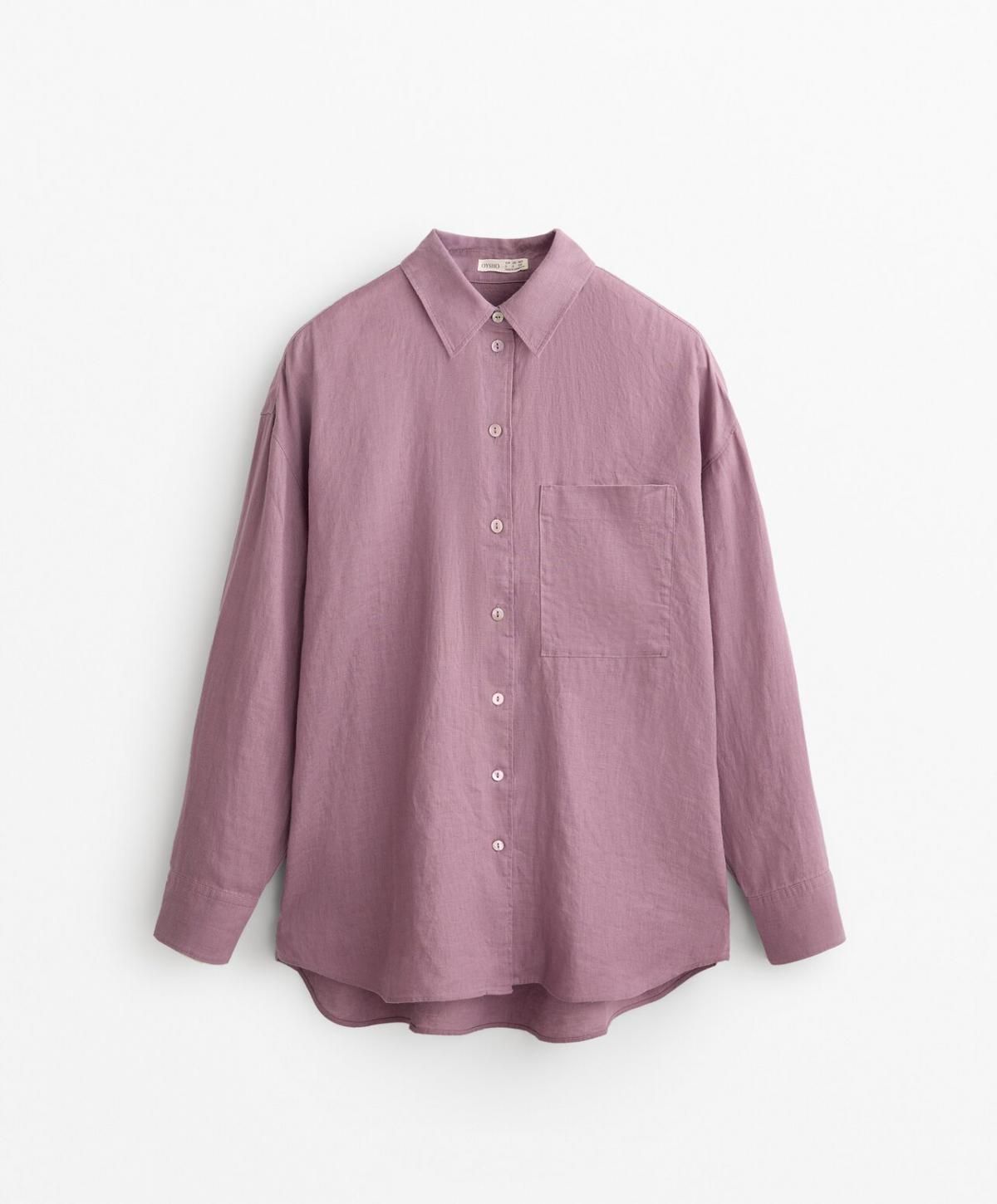 오이쇼 린넨 오버핏 긴팔 셔츠 1080/313 WASHEDMAUVE - 상품 이미지