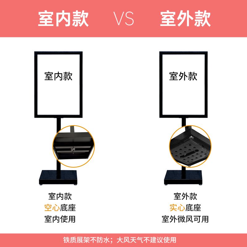 LED 매장 홍보 카페 배너 입간판 거치대 라이트 조명 메뉴판 야외 50x70cm 시보레 단면 인쇄 - 상세 이미지 4