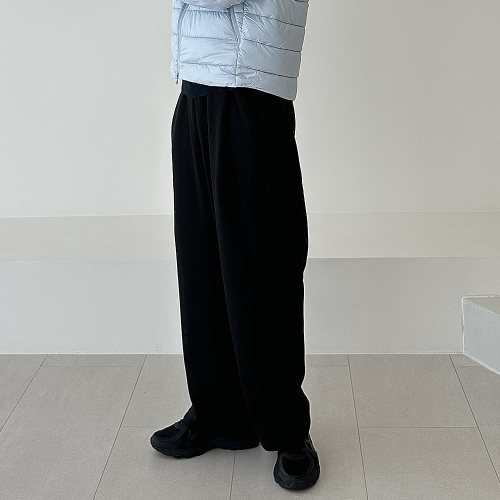 남자 기모바지 겨울 바지 트레이닝 밴딩 남자 와이드 팬츠 - 상세 이미지 3