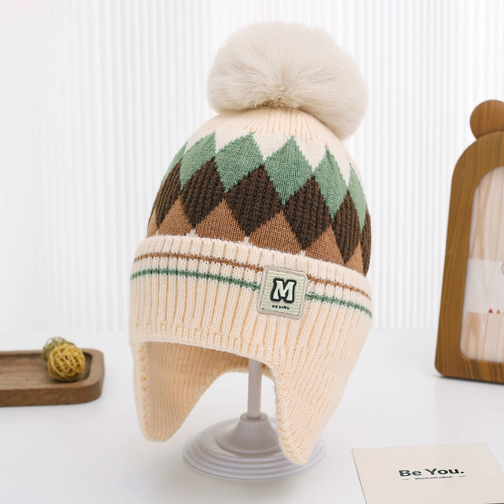 유아 아동 키즈 남아 여아 토들러 아이 베이비 겨울 방한 니트 털 방울 귀달이 모자 - 상세 이미지 4