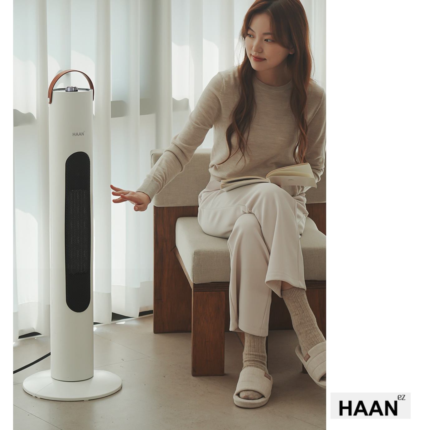 한경희 타워형 온풍기 소형 히터 가정용 원룸 히터 회전 온풍기 - 상품 이미지