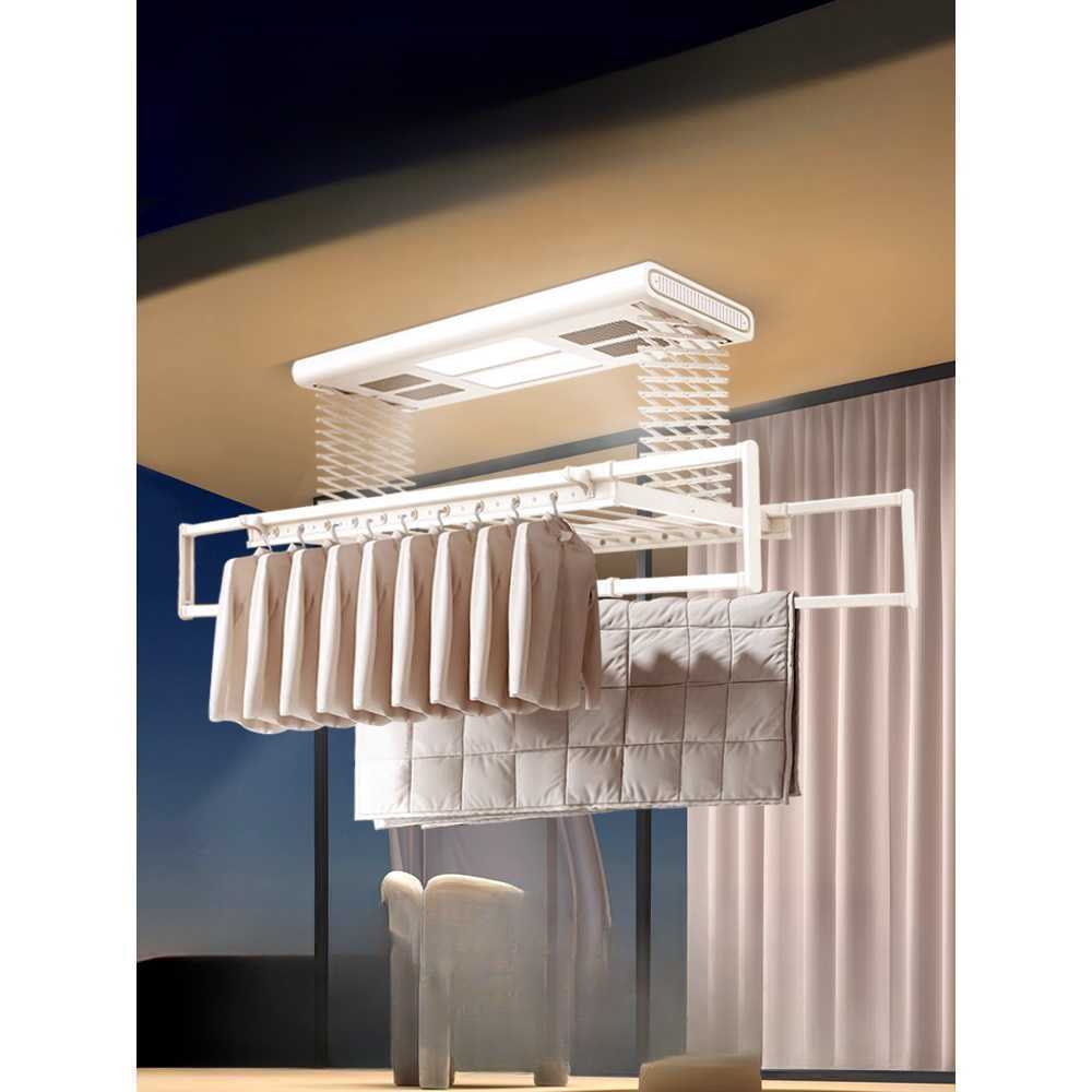 천장형 전동 빨래걸이 리모컨 자동 승강 실내 건조대 블랙(리모컨+LED+건조+살균) - 상세 이미지 4