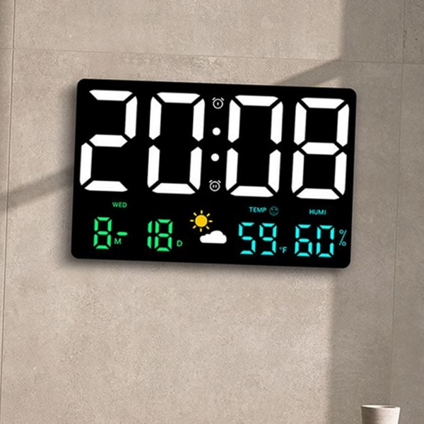 인테리어 led 벽 시계 디지털 led 시계 무소음 대형 블랙 - 메인 이미지