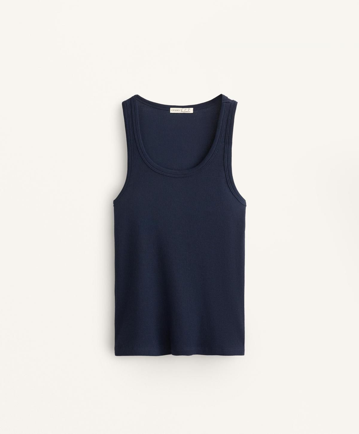 오이쇼 베이직 립 네이비 민소매 탑 코튼 모달 6447/662 NAVY - 상품 이미지
