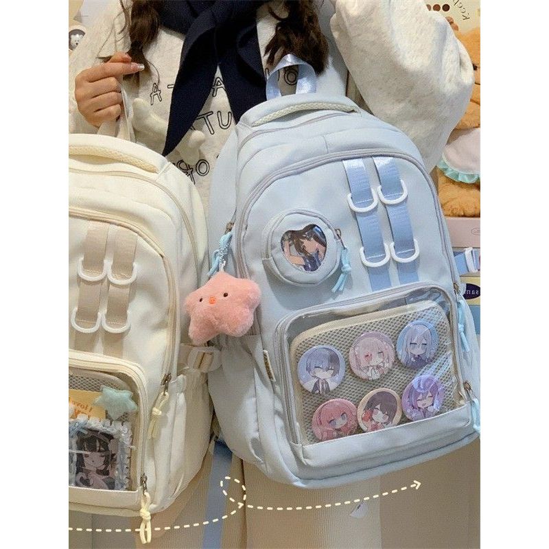 투명 학생백팩 데일리 책가방 덕질가방 아이돌 굿즈 데코 화이트 - 상품 이미지