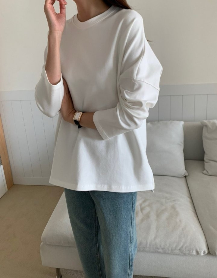 여성 럭키룸 빅토리아 기모 무지 티셔츠 루즈핏 이너 - 상세 이미지 3
