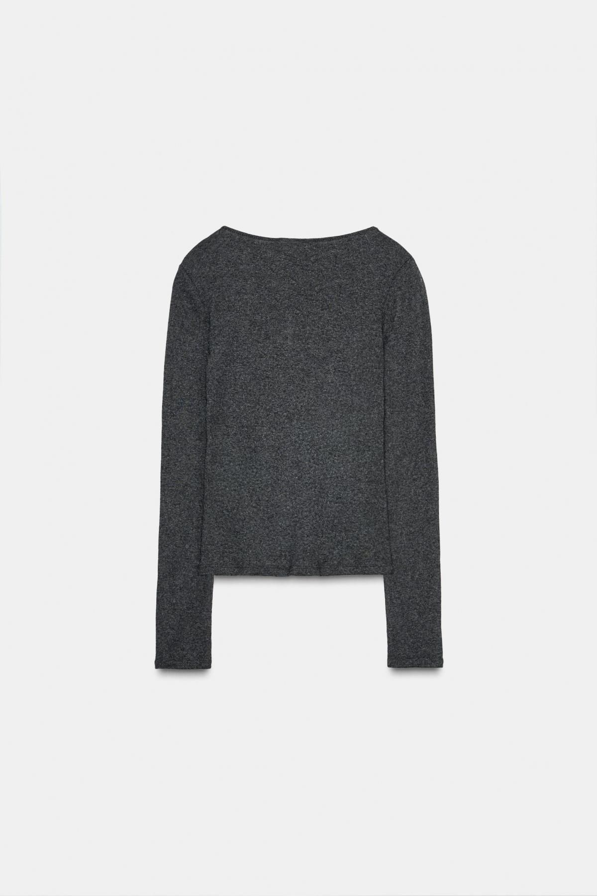 자라 레이스 콤비 브이넥 크롭 재킷 세트 5644/929 CHARCOAL - 상세 이미지 4
