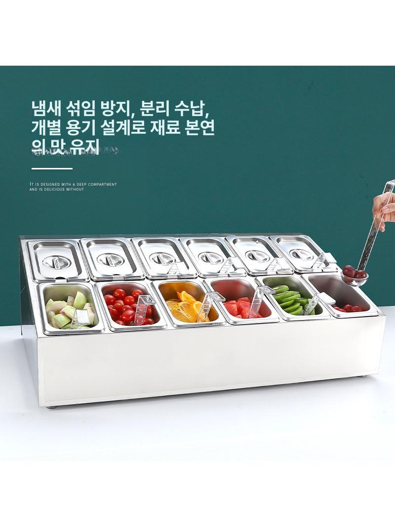업소용 양념통 사각 소스통 반찬통 식당 주방 재료보관 6칸 - 상세 이미지 4