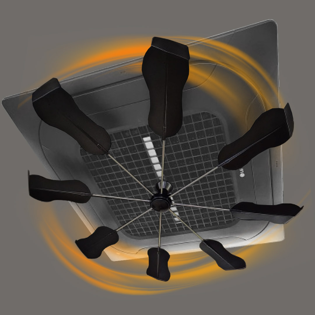 대한민국 제조 올트팬프로 블랙 천장형 에어컨바람막이 시스템 에어컨 바람개비 날개 실링팬 - 상품 이미지