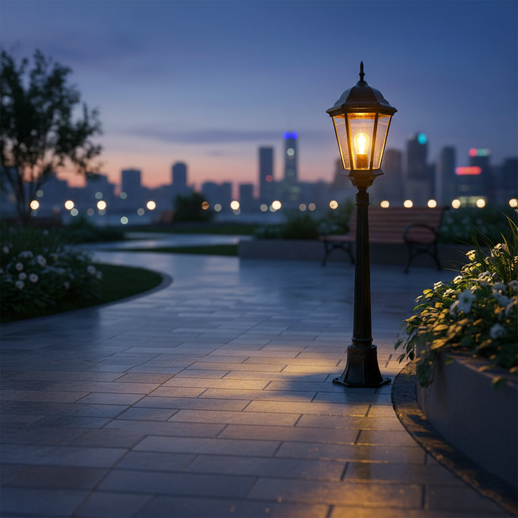 전기가로등 잔디등 야외 LED 엔틱 가로등 정원 마당 조명 투명 육각등 0.7M 이미지 8