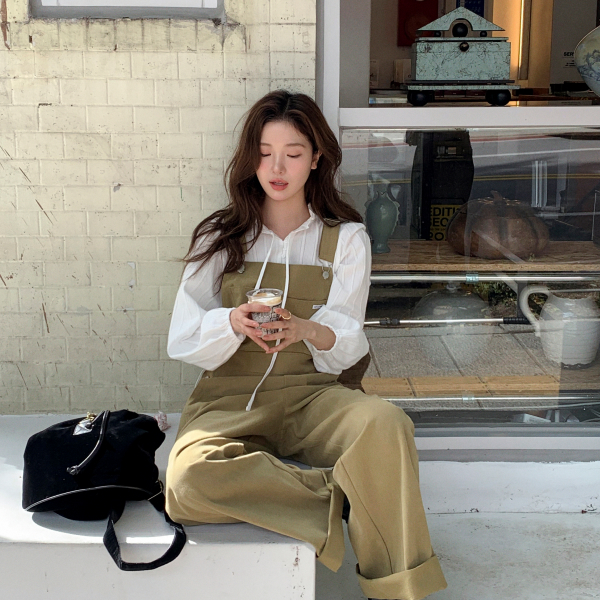 코튼 와이드 오버롤 팬츠 op16230 - 상품 이미지