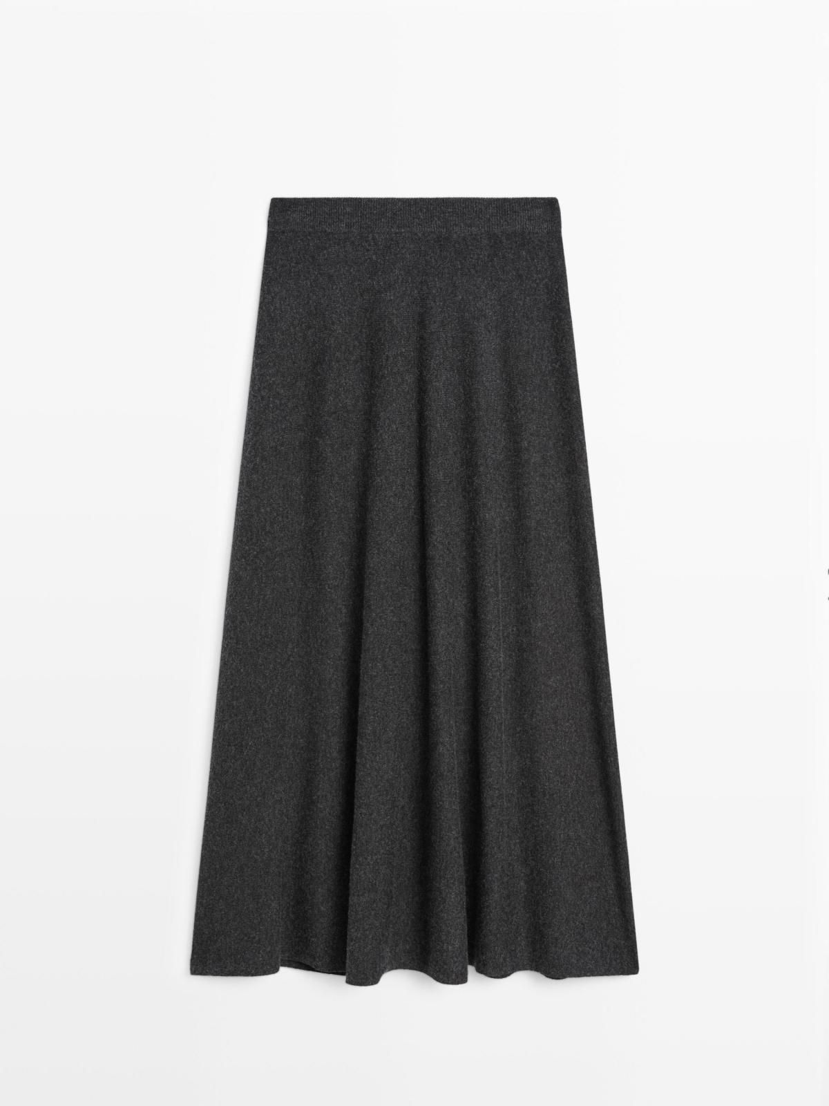 마시모두띠 울 혼방 롱 플레어 니트 스커트 5233/692 ANTHRACITE GREY - 메인 이미지