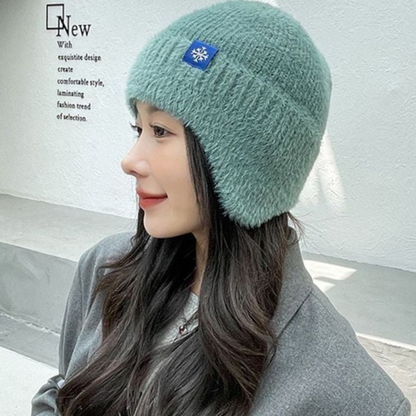 따뜻한 여성 비니 귀도리 여성 비니 앙고라 겨울 모자 - 상품 이미지