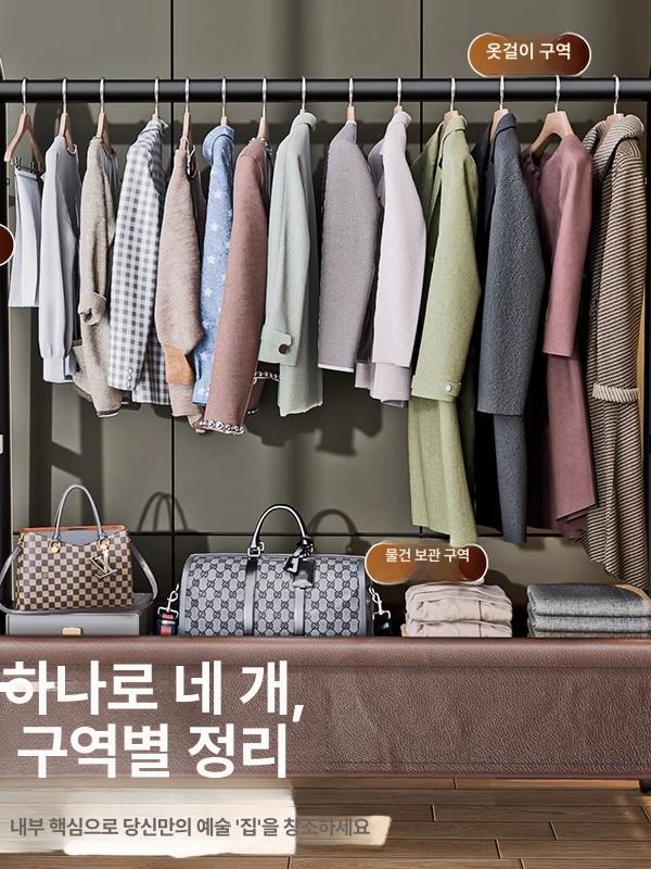 철제 행거 이동식 옷걸이 원룸 드레스룸 의류정리 행거랙 - 상세 이미지 4