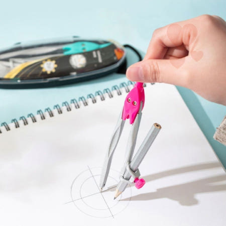 (랜덤)장시간 사용편한 컨퍼스 제도용품 동그라미그리기 학습교구 개학준비물 콤파스