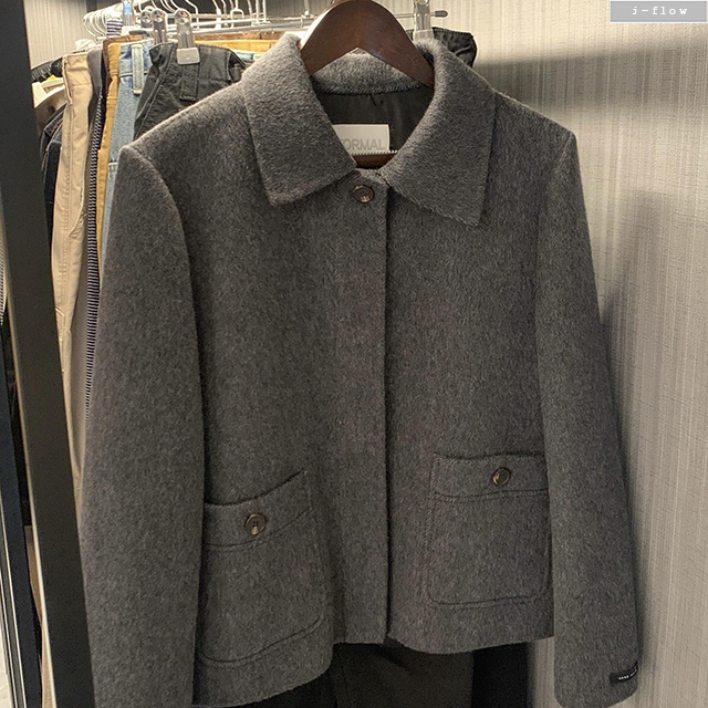 룩스 카라넥 오버핏 울 핸드메이드 자켓 3col 가을 겨울 숏코트 포켓 페미닌 제이플로우