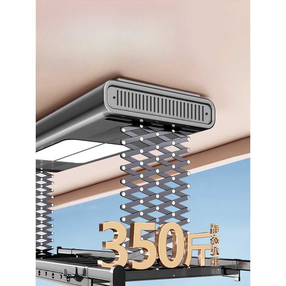 천장형 전동 빨래걸이 리모컨 자동 승강 실내 건조대 블랙(리모컨+LED+건조+살균) - 상세 이미지 3