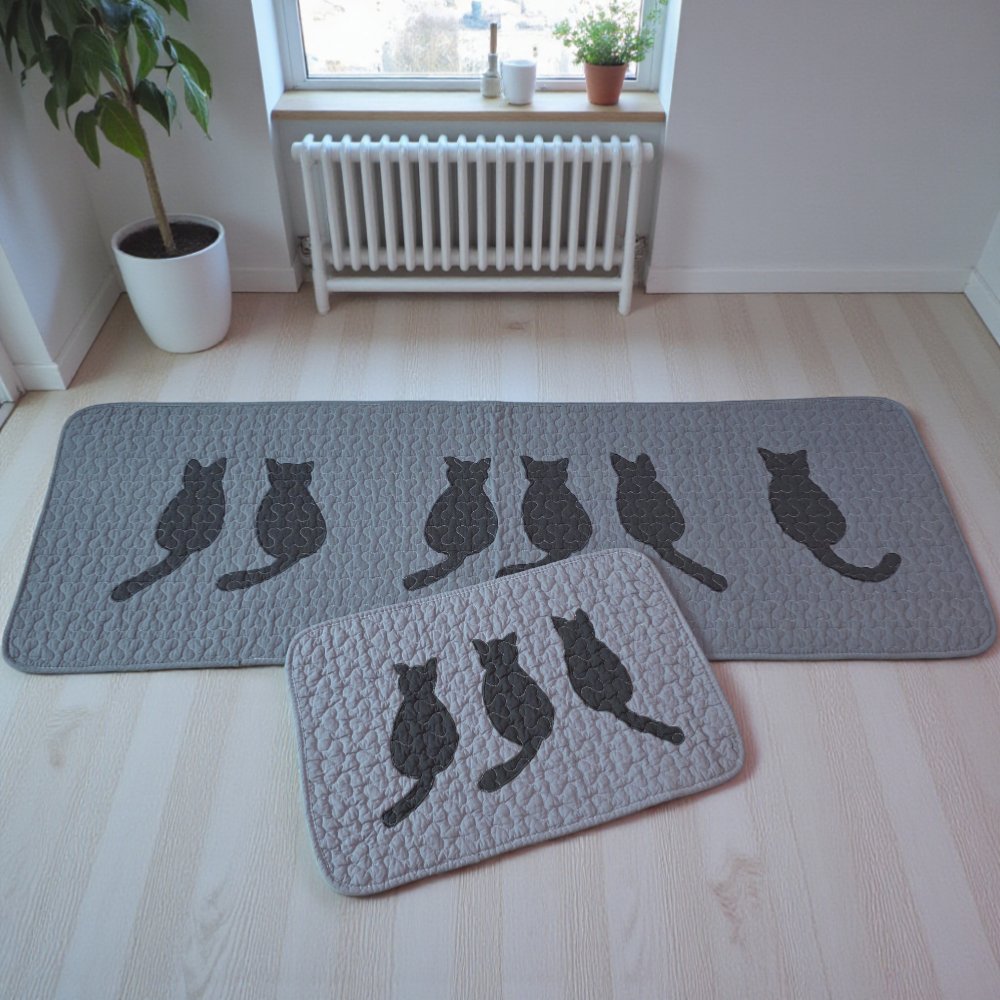 홈집합 순면 미끄럼방지 폭신한 사각 발매트 사계절용 연그레이, 세트