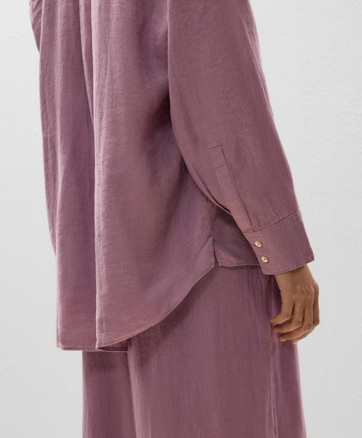 오이쇼 린넨 오버핏 긴팔 셔츠 1080/313 WASHEDMAUVE - 상세 이미지 5