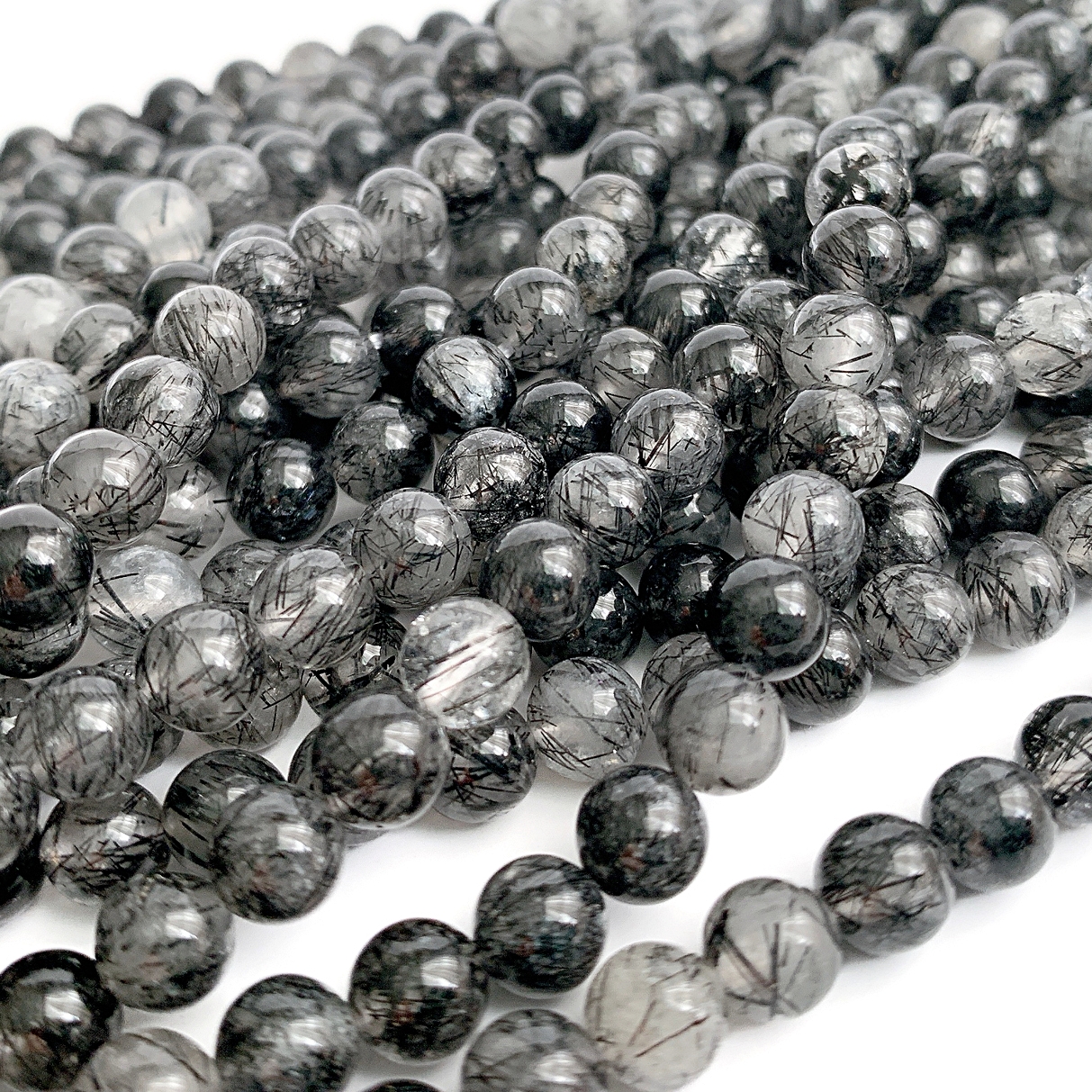 에이플로 AAA 라운드 흑침수정 블랙 침수정 천연 원석 재료 6mm, 반줄 이미지 3