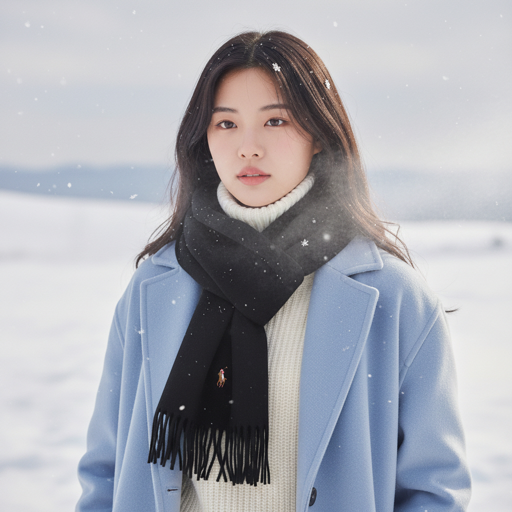 폴로 랄프로렌 남녀공용 목도리 스카프 머플러 PC1047-001 블랙 미국판 - 상세 이미지 4