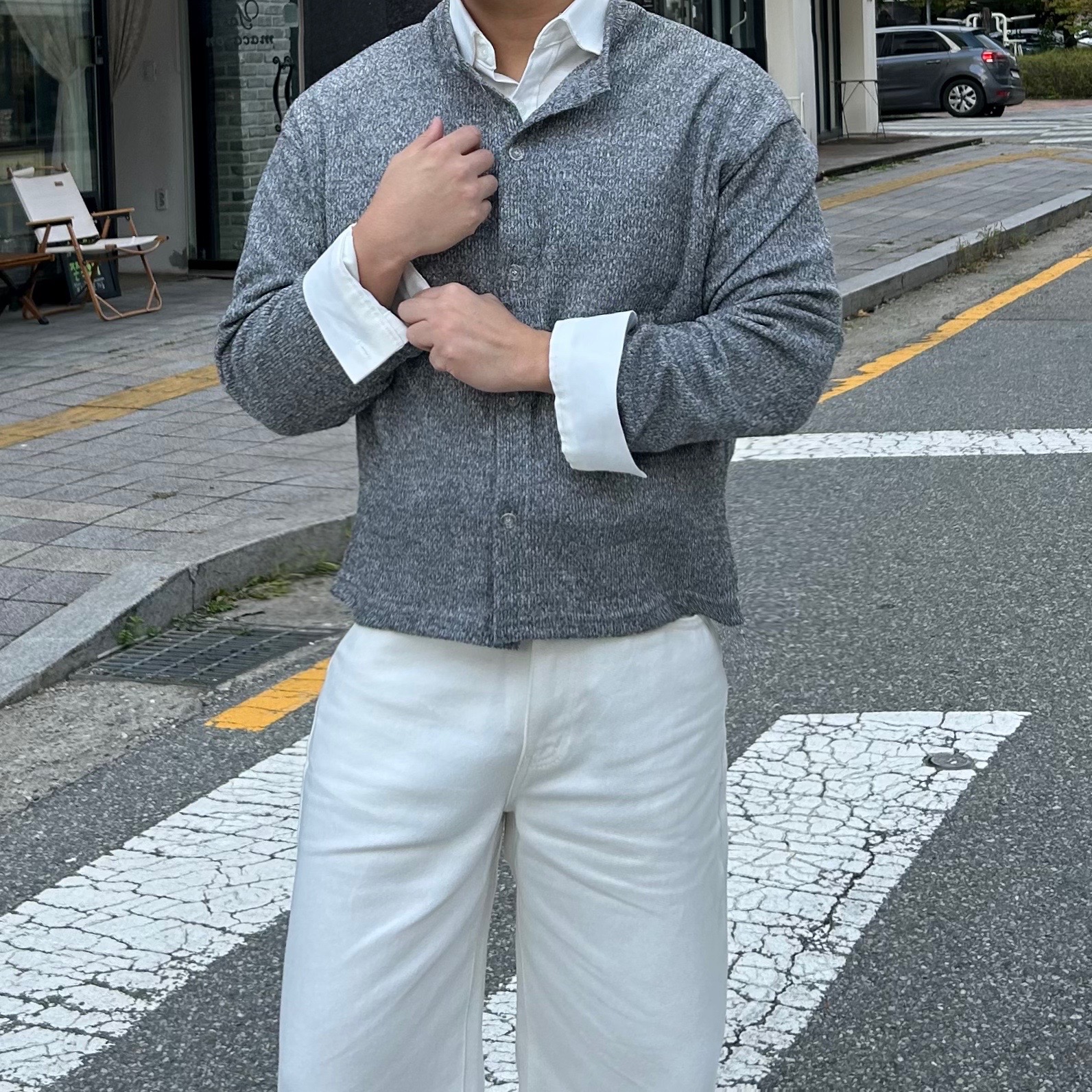 남자크롭가디건 남자오버핏가디건 - 상세 이미지 3