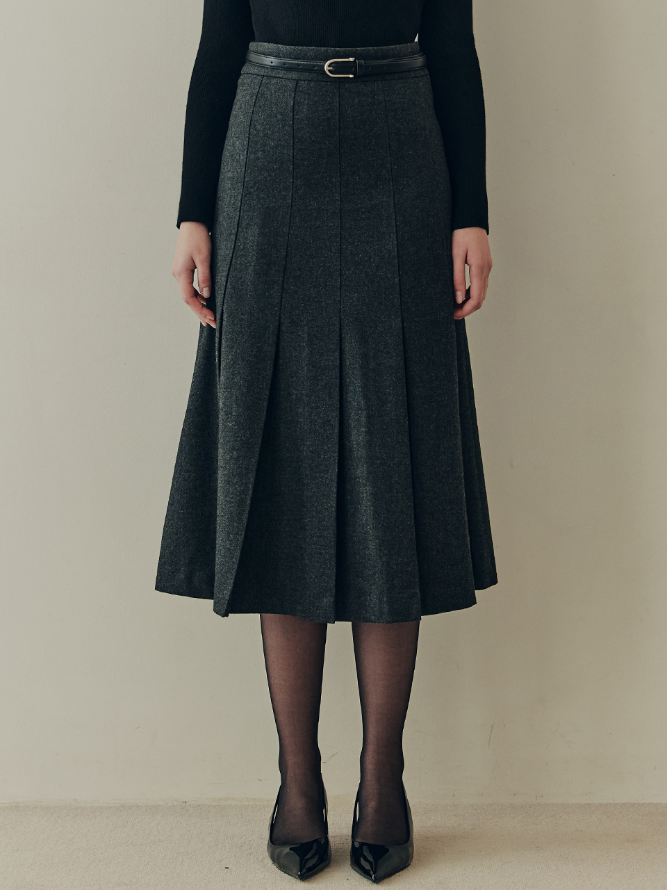 [제로스트릿]롱 플리츠 벨트 스커트 LONG PLEATS BELT SKIRT - 상세 이미지 4