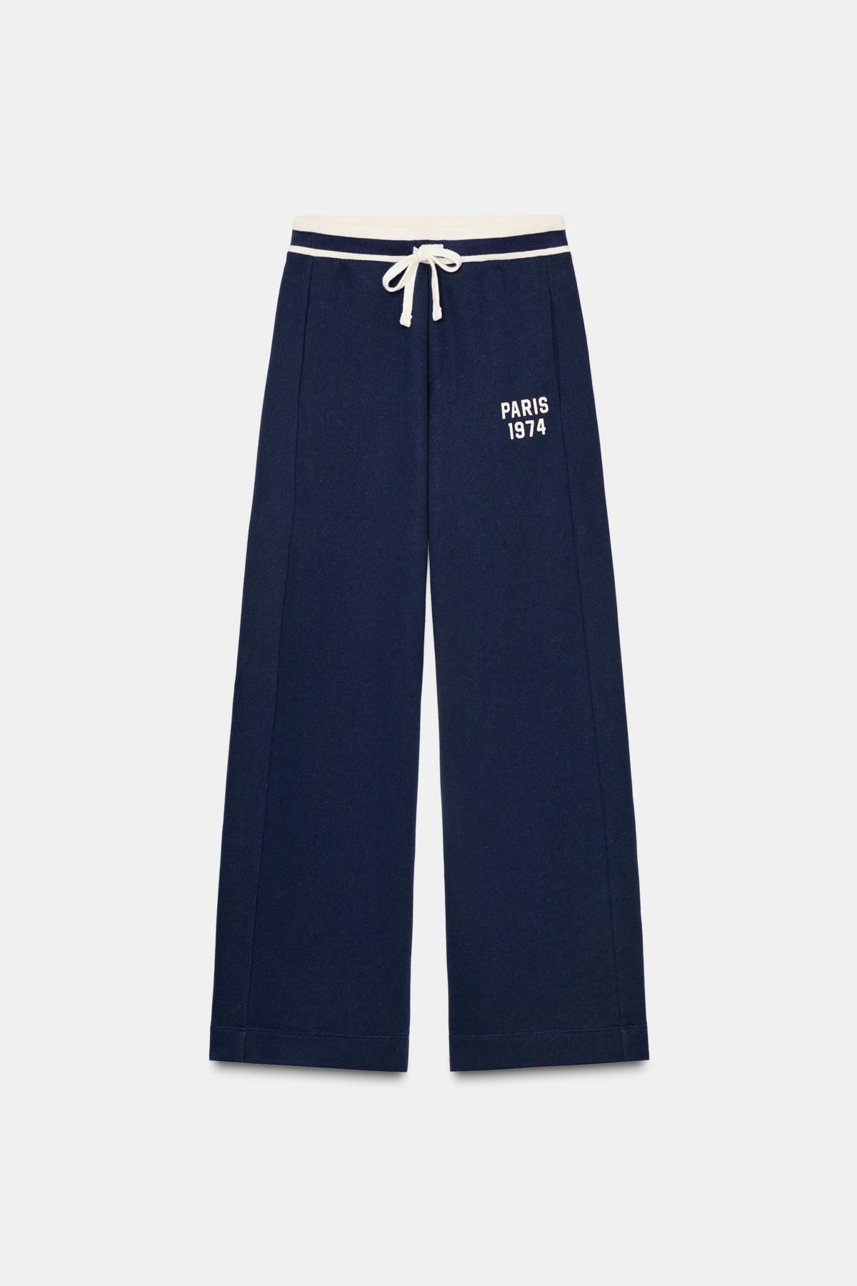 자라 와이드핏 텍스트 프린트 바시티 팬츠 5643/808 NAVY BLUE - 상세 이미지 5