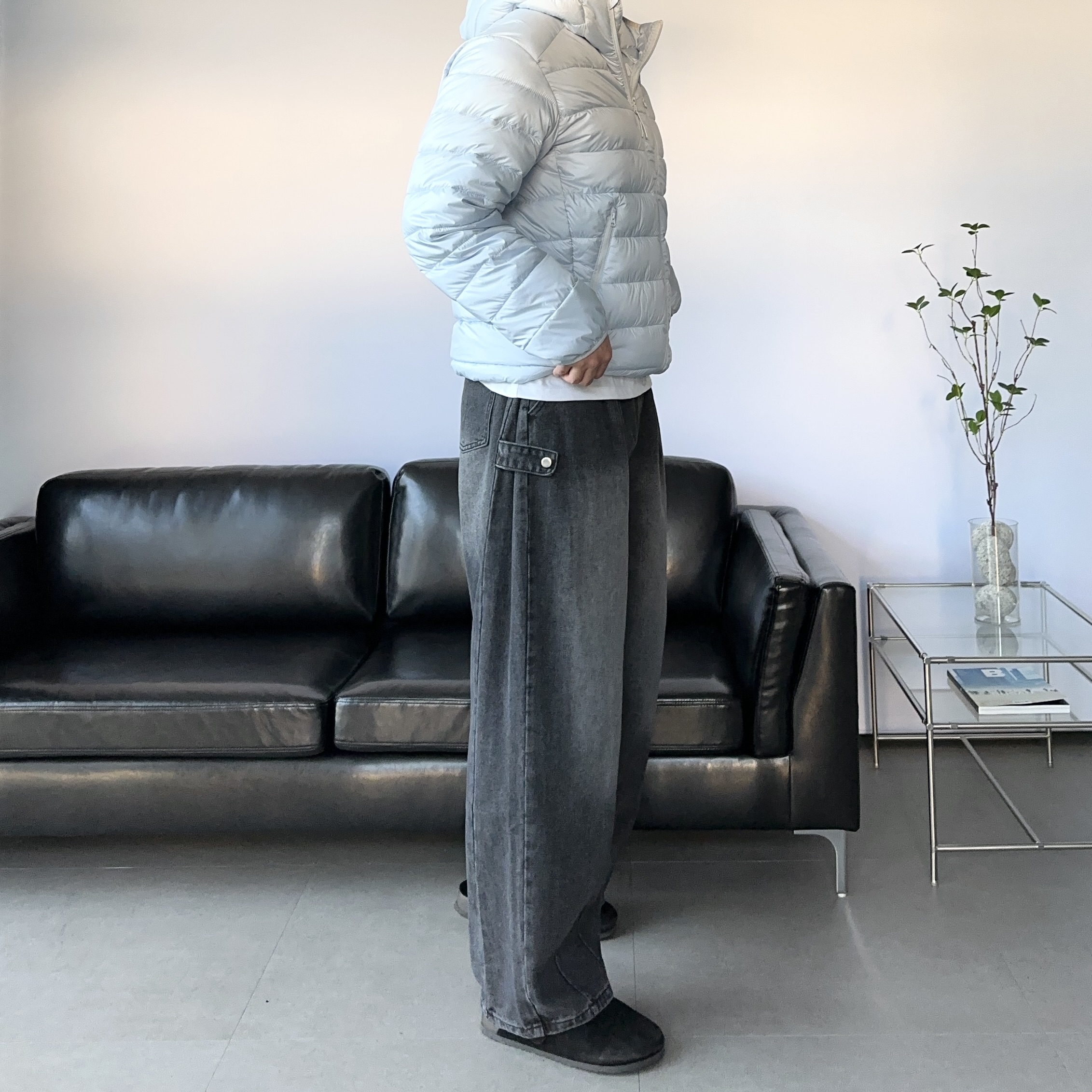 남자세미와이드청바지 벌룬핏청바지 이미지 6