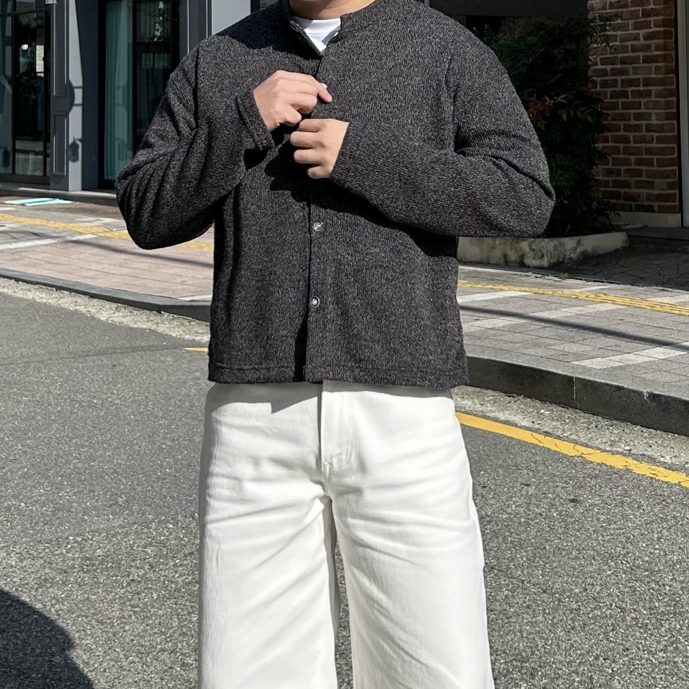 남자크롭가디건 남자오버핏가디건 - 상세 이미지 5