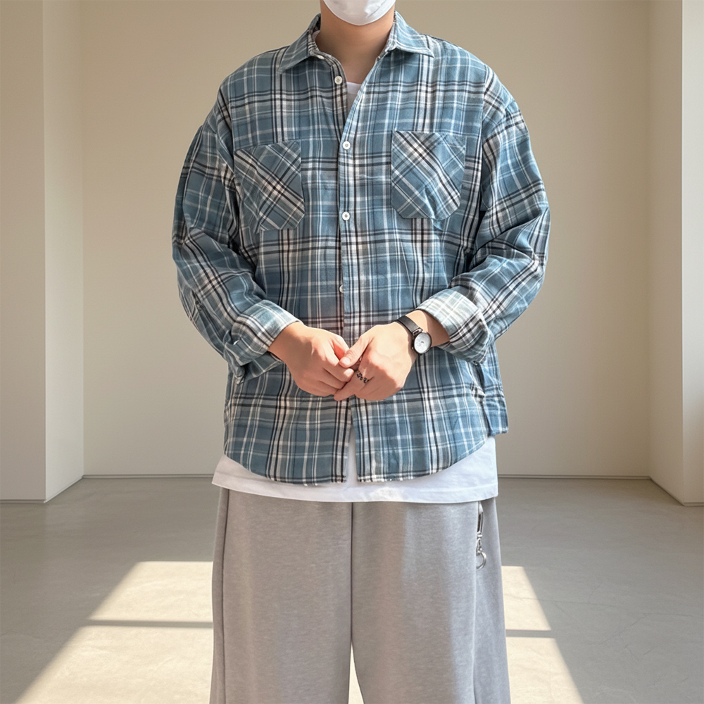 남자체크남방 남자봄남방 1 - 메인 이미지