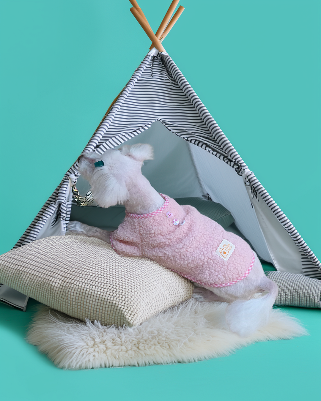 따뜻한 겨울 양털 강아지 티셔츠 핑크 보아 후리스 뽀글이 강아지 반려견 옷 데일리룩 이미지 8