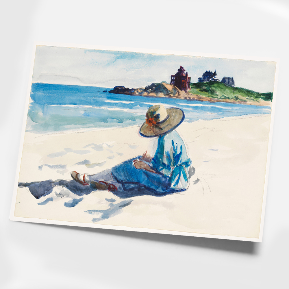 에드워드 호퍼 인테리어 그림 액자 포스터 명화 Jo Sketching at Good Harbor Beach 1924 - 상세 이미지 3
