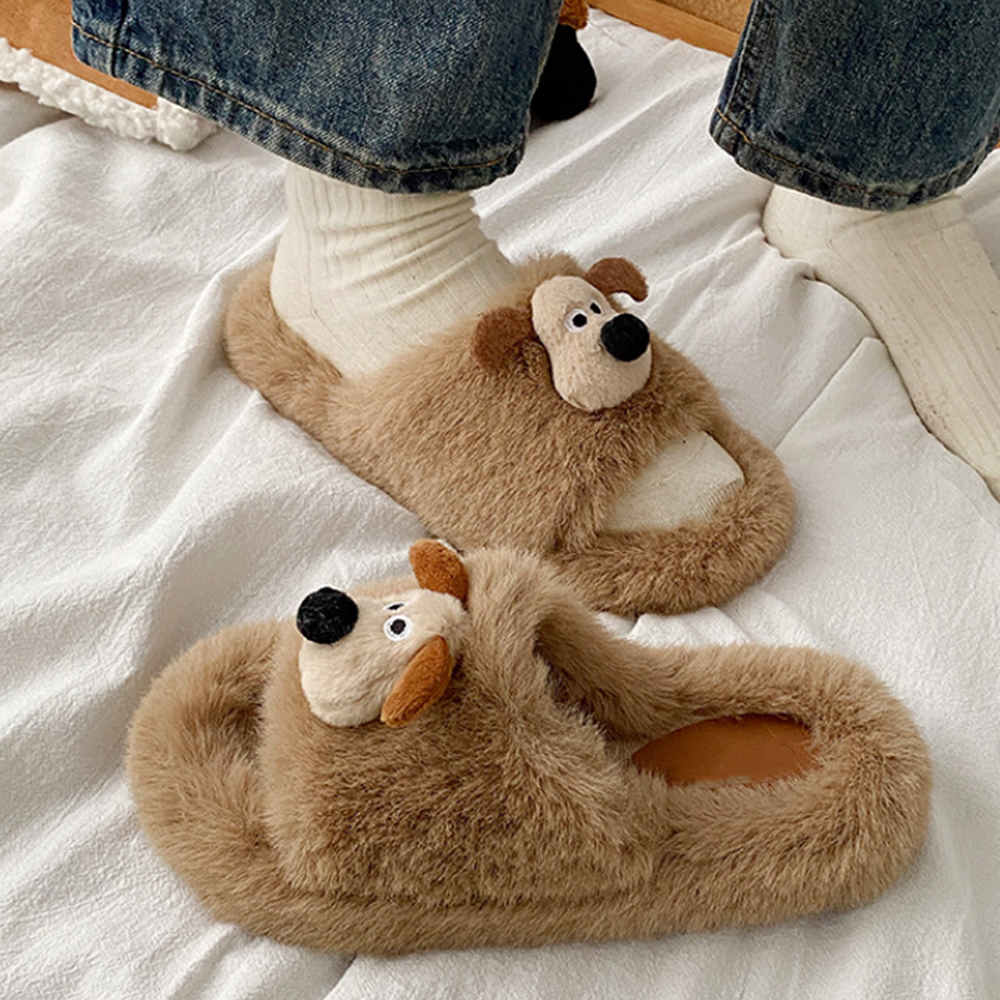 피카소 폭신 따뜻한 강아지 포근 퍼 슬리퍼 - 상세 이미지 4