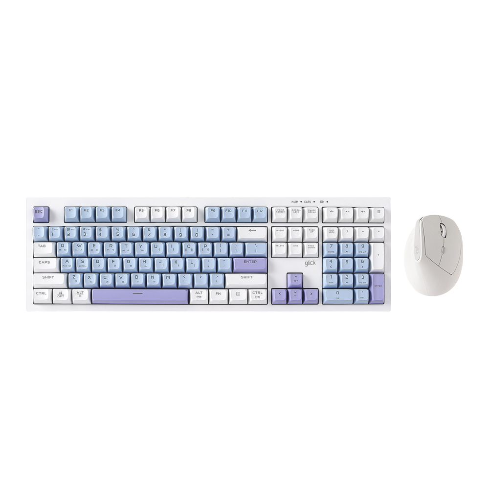 지클릭커 오피스프로 WMK600 사일런스 M RGB 무소음 무선 블루투스 108 키보드 마우스 세트 Sky City RC2 - 상품 이미지