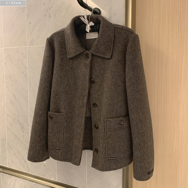 룩스 카라넥 오버핏 울 핸드메이드 자켓 3col 가을 겨울 숏코트 포켓 페미닌 제이플로우