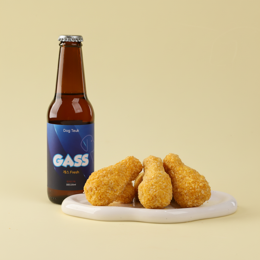 독특 강아지 치맥세트 멍치킨(치킨6p+개스) - 상품 이미지
