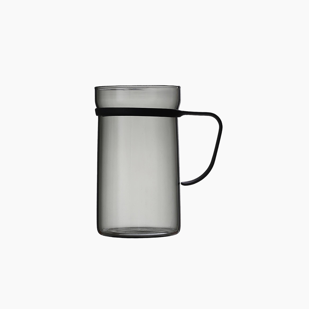 에지리 핏핸드 내열유리 머그컵 (스텐핸들) 550ml, 1개, 그레이 - 메인 이미지
