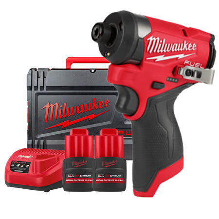 밀워키 M12 FID2-252X GEN3 임팩 드라이버 12V 배터리(2.5) 2개 세트