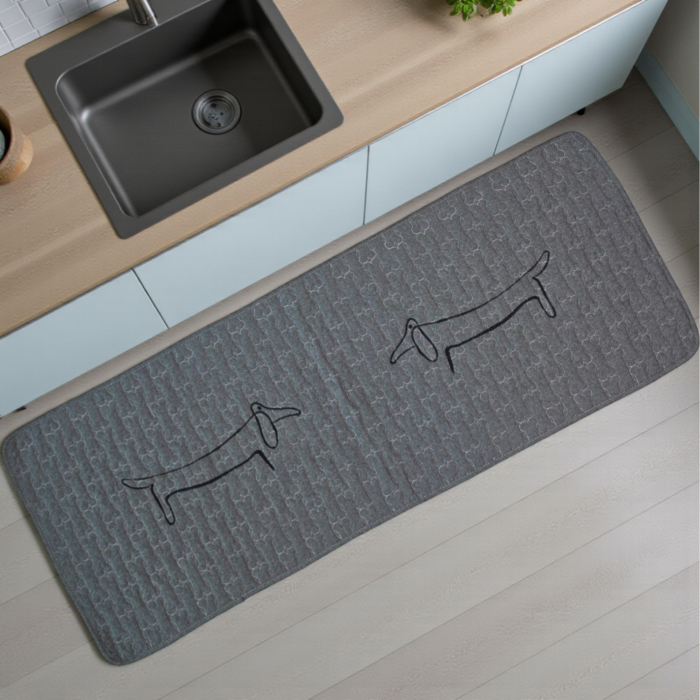 홈집합 면 퀼트 미끄럼방지 사각 발매트 사계절용 카키그레이, 50x130cm