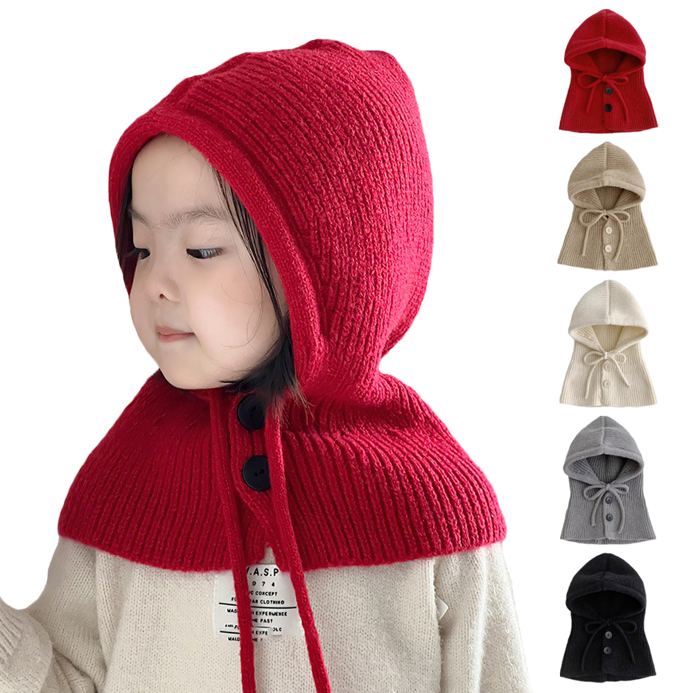 유아 아동 키즈 여아 토들러 아이 남아 방한 겨울 후드 니트 케이프 털 모자 바라클라바 - 상품 이미지