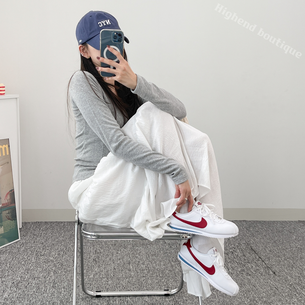 나이키 코르테즈 여성 가죽 단화 화이트 레드 블루, 235