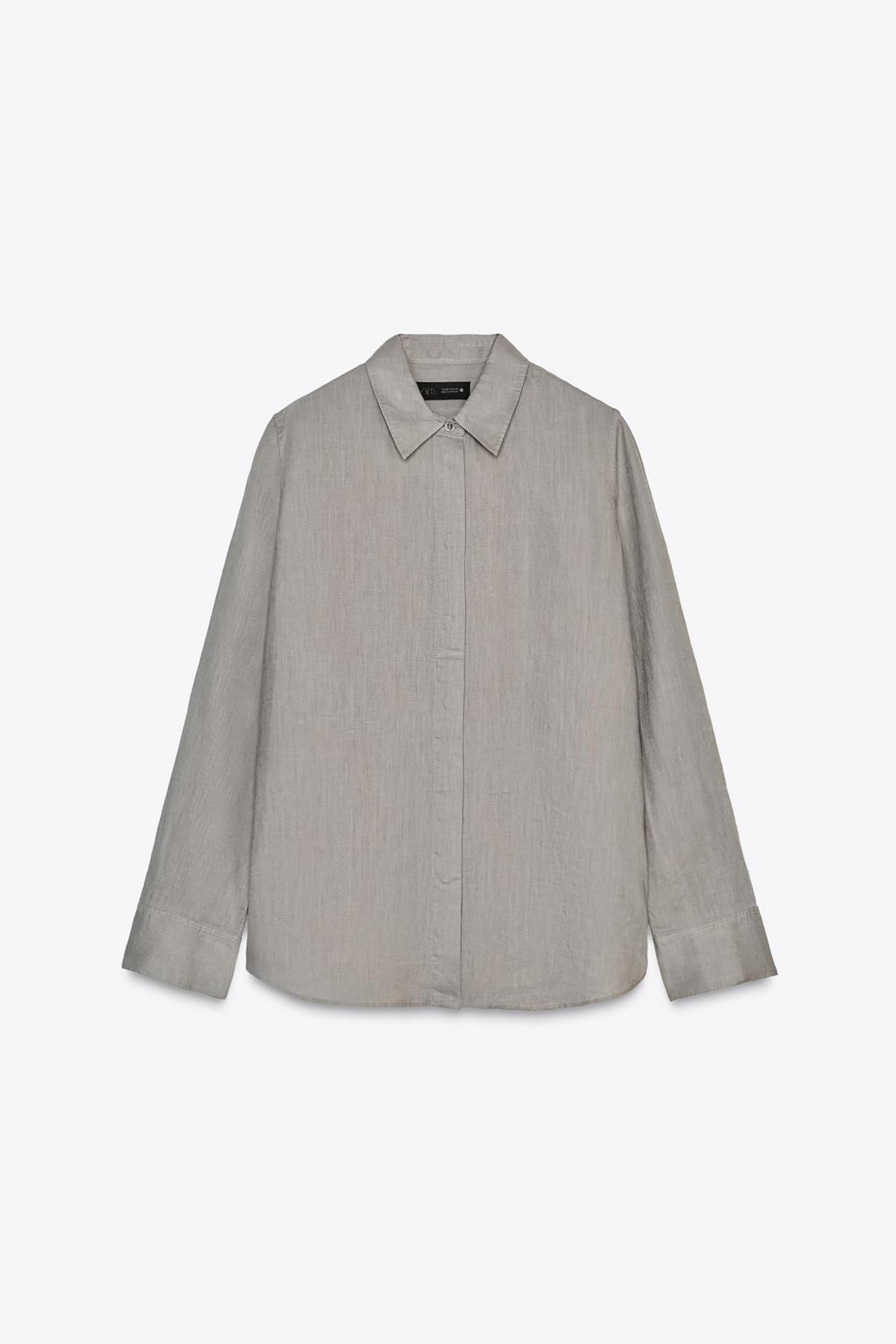 자라 내추럴 린넨 긴팔 셔츠 5344/241 LIGHT GREY - 상품 이미지
