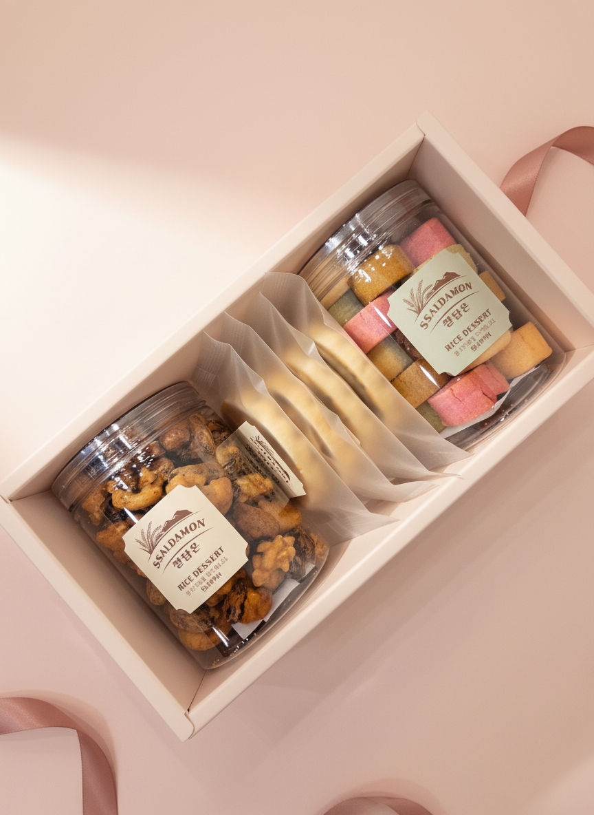 쌀담온 우리쌀 디저트 하루 견과를 맛있게 견과볼, 플로랑탱, 쌀샤브레 3종 견과류답례품 - 메인 이미지