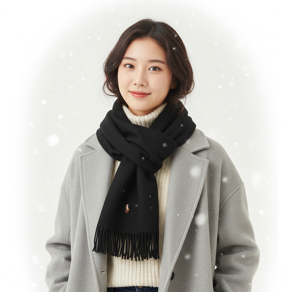 폴로 랄프로렌 남녀공용 목도리 스카프 머플러 PC1047-001 블랙 미국판 - 상세 이미지 5
