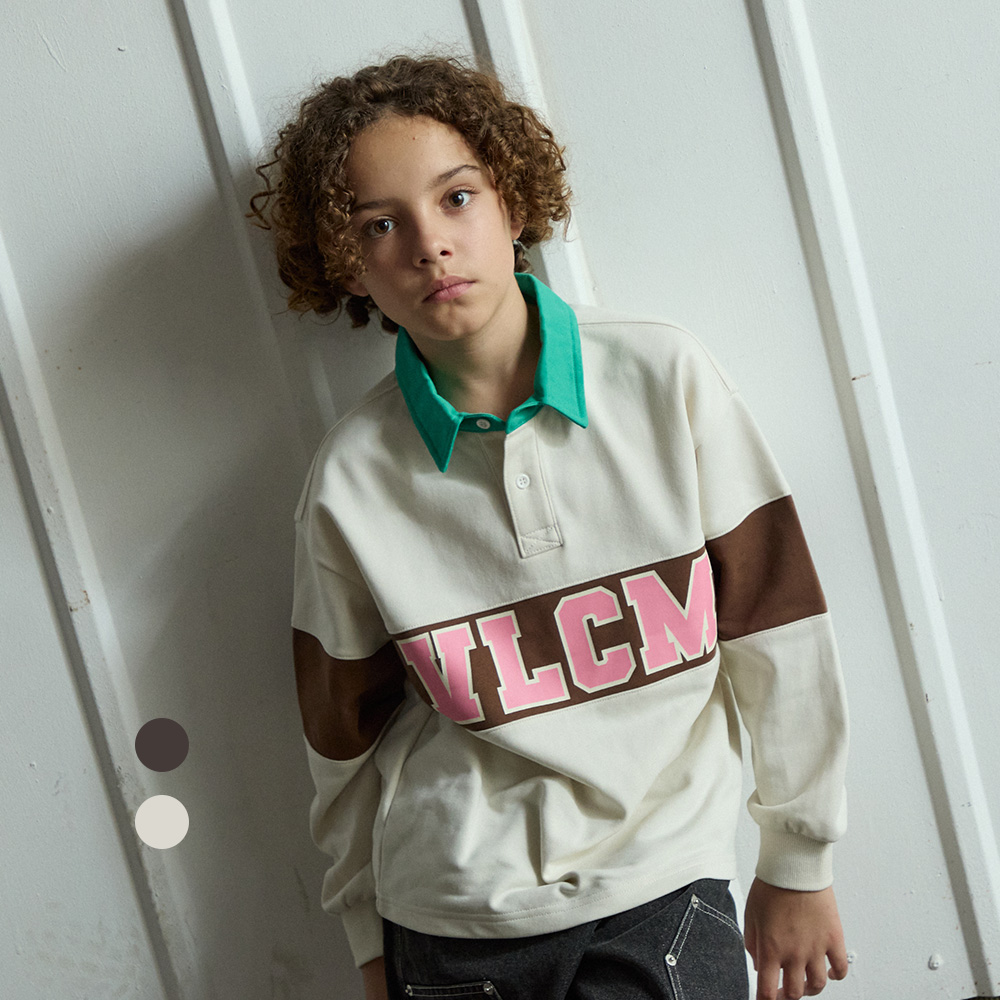 볼컴키즈 블록 레터링 카라 티셔츠 D5F005 - 상품 이미지