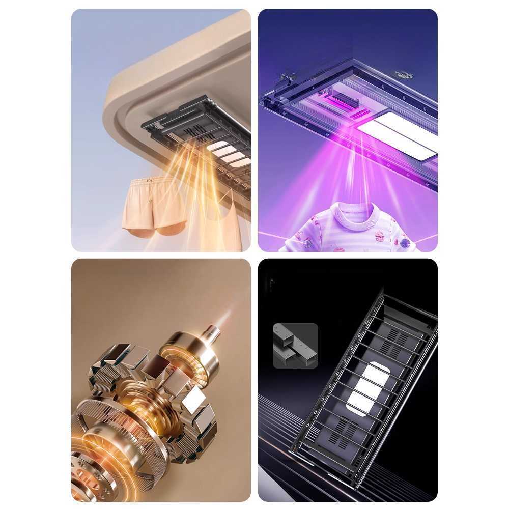 천장형 전동 빨래걸이 리모컨 자동 승강 실내 건조대 블랙(리모컨+LED+건조+살균) - 상세 이미지 5