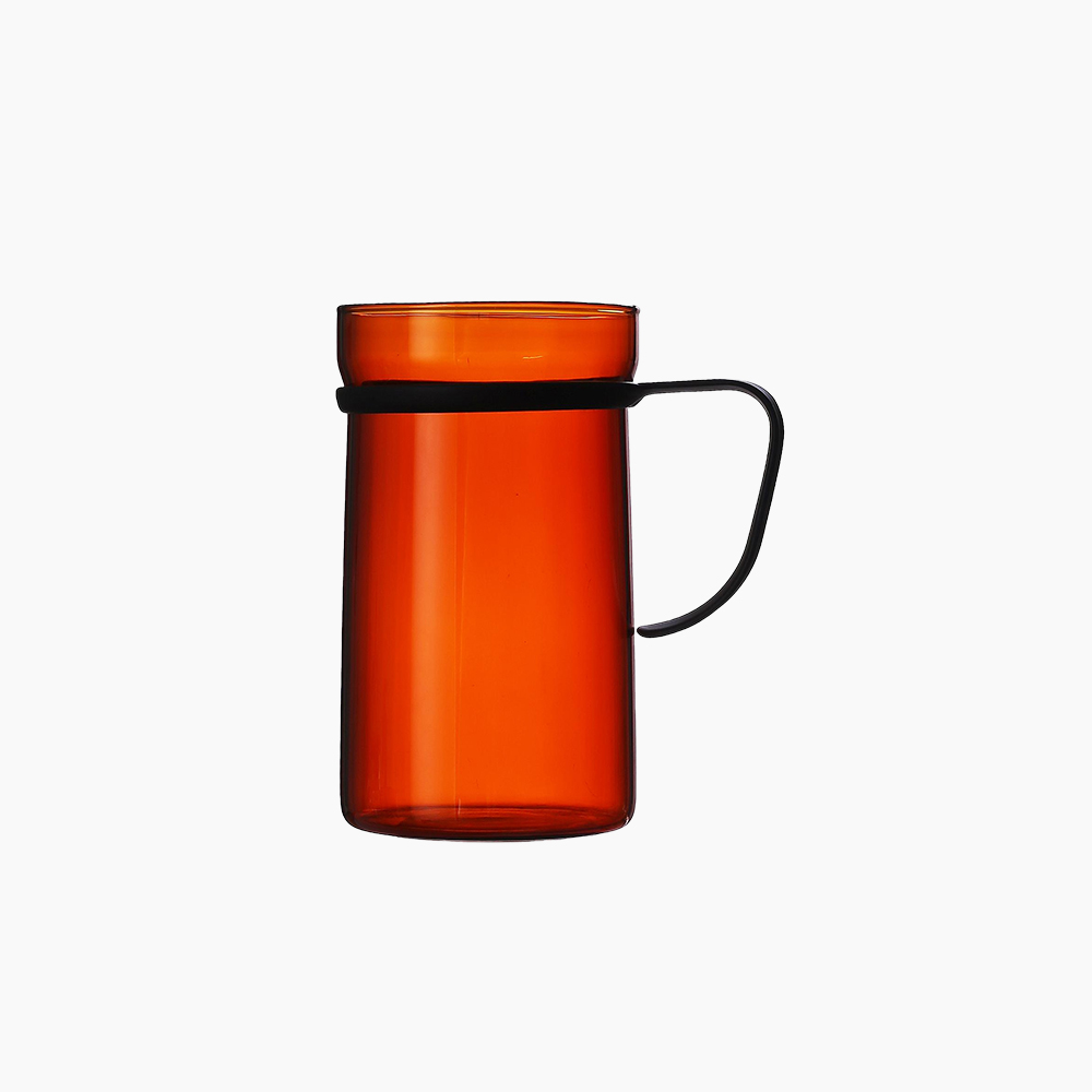 에지리 핏핸드 내열유리 머그컵 (스텐핸들) 550ml, 1개, 엠버 - 메인 이미지