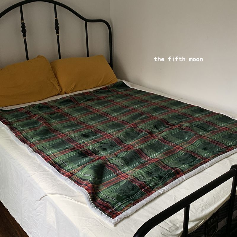 겨울 이불 격자 따뜻한 보헤미안 포근한 두꺼운 담요 그린 체크 무늬 담요 120cmX150cm - 상세 이미지 4