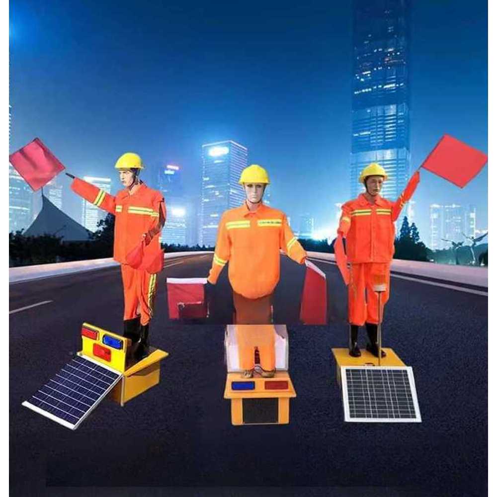 교통안전 로봇 신호수 현장 공사 안내용 LED 경고등 45W 20AH 상하형 - 상세 이미지 3